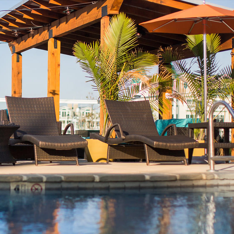 Pool side chairs at The Paddle Club